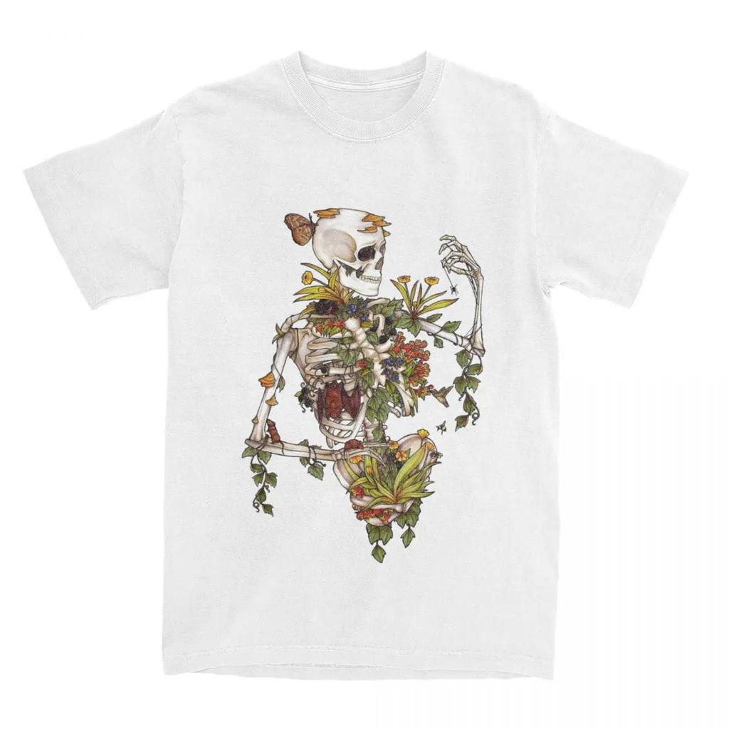 Crazy Bones Und Botanik T-Shirts Herren Damen Reine Pflanzen Skelett Schädel Kunst T-Shirts Shirt Bedruckte Kleidung
