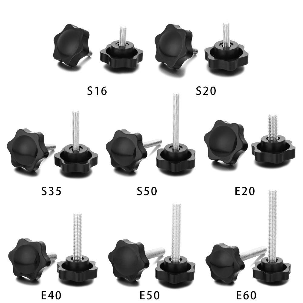 4Pcs M6 M8 Hexagon Star Knobs Grips Threaded Clamping Nut 38mm Dia Black Handle Easy To Install Screws Hardware Accessories