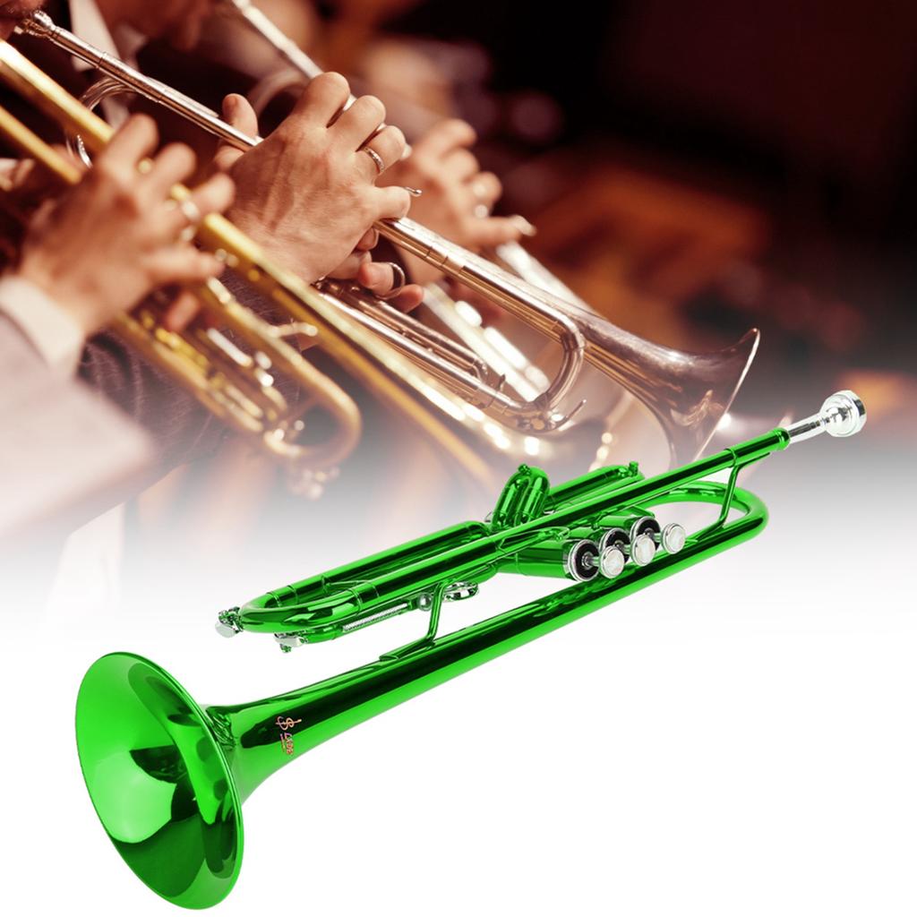 Blechblasinstrument Trompete Musikinstrument mit Hilfswerkzeug-Set (Grün)