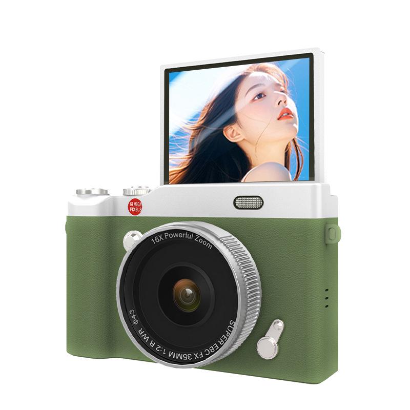 Retro 4K Flip Screen Mirrorless Camera for Students - High Definition, Portable, CCD Sensor