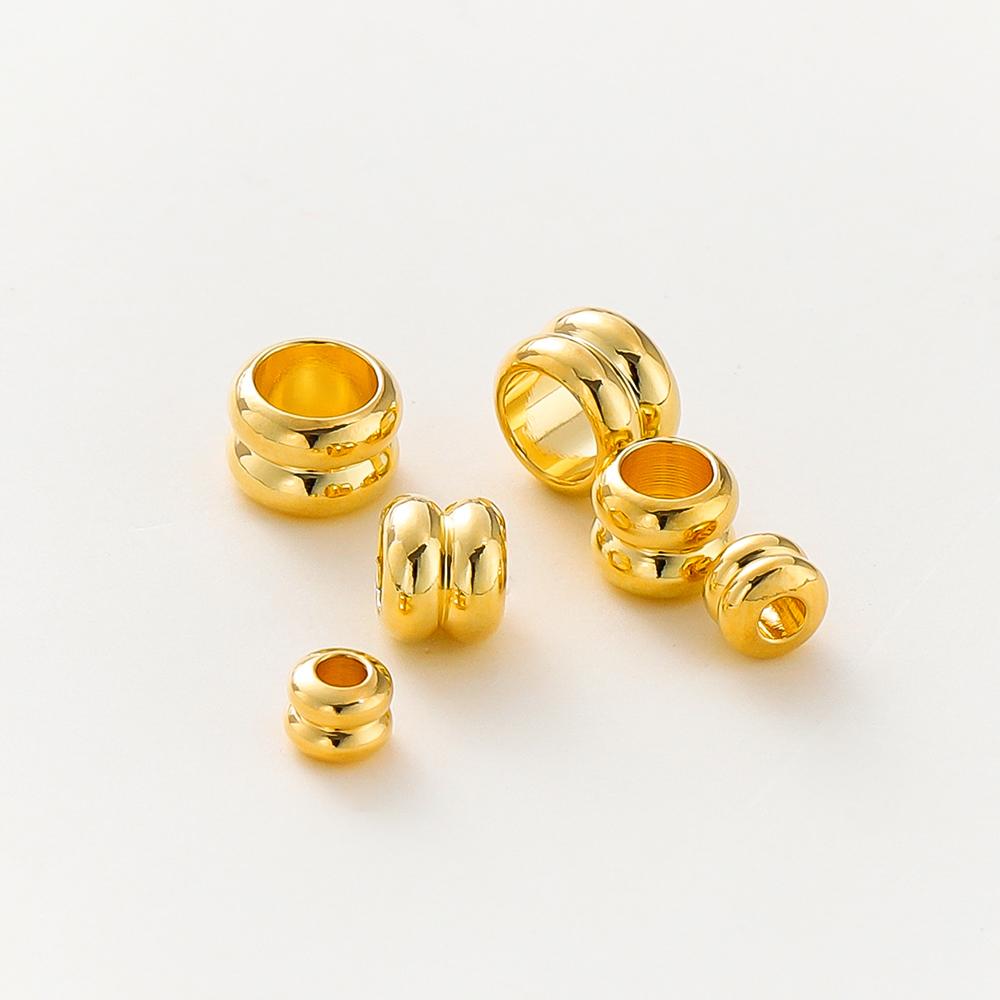 20pcs/lot 14K 18K Gold Plated Platinum Cylinder Bracelet Metal Beading Loose Spacer Beads For Decorate DIY Jewelry Findings