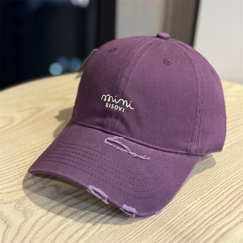 New Letter Embroidered Baseball Cap Women's Spring and Summer Wide Brim Big Face Showing Face Small Cap Big Head Circumference Hat