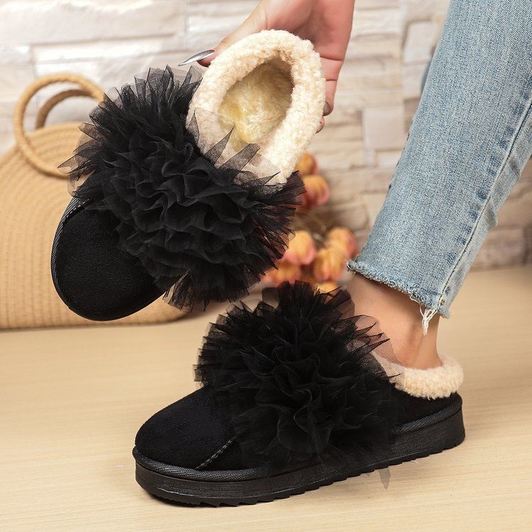 Design comfortable suede slippers low heel 2025 winter new fashion versatile daily slippers domestic and foreign trade double