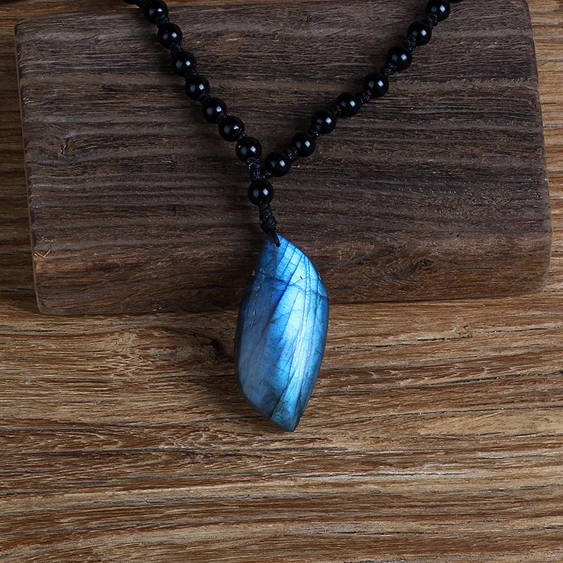 Natural Labradorite Moonstone Women Neckalce Freeform Blue Moon Men Pendants Necklaces Bracelet Accessories Jewelry