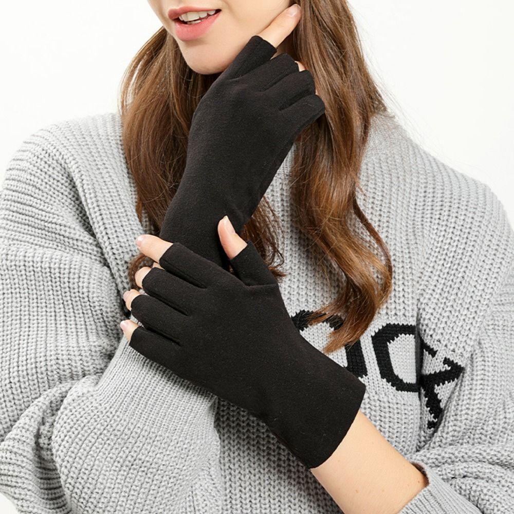 Cycling Workout Anti-UV Velvet Fingerless Gloves Half Finger Gloves Women Mittens