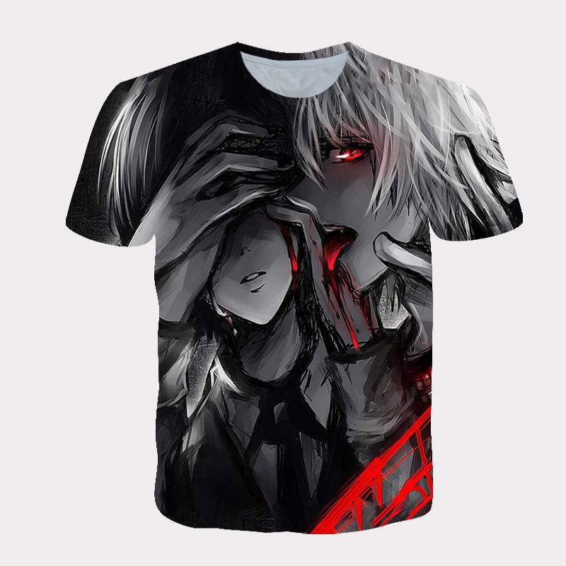 Tokyo Ghoul 3D Digital Printed T-Shirt, Anime Kaneki Fashion Tee, Lightweight Polyester Short Sleeve, Casual Daily Wear Streetwear