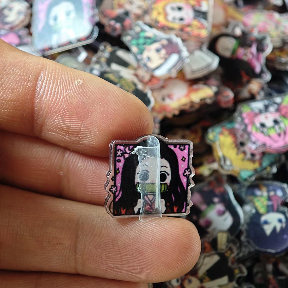 50pcs/set Demon Slayer Anime Resin Accessories Cute Image Laminating Acrylic Cream Glue Phone Case Refrigerator DIY Gift Patch 6