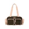 Nylon Color Block Shoulder Bag Brown