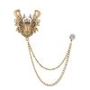 Men's Luxury Lapel Pin Brooch Set - High-End Suit Chain Badge for New Year Gift