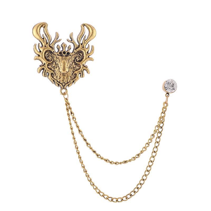 Men's Luxury Lapel Pin Brooch Set - High-End Suit Chain Badge for New Year Gift