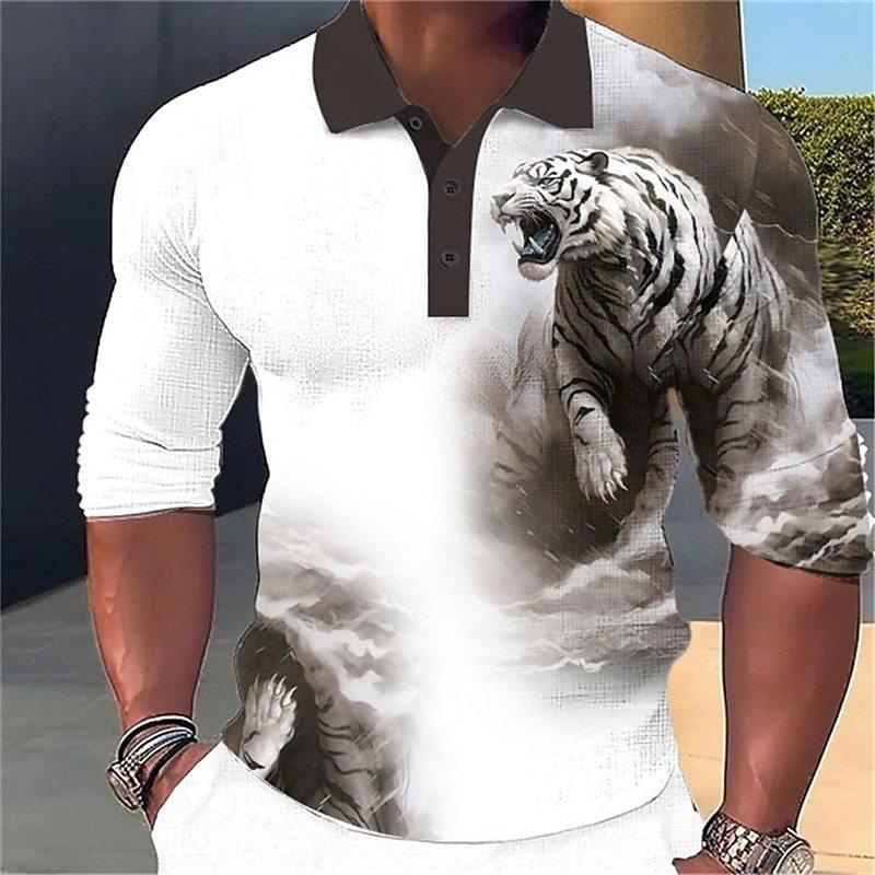 Men's Long Sleeve Polo Shirt with Plaid Accent, Versatile Casual Top