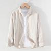 Mens Linen Cotton Blend Shirt Loose Fit Long Sleeve Casual Solid Color Plus Size