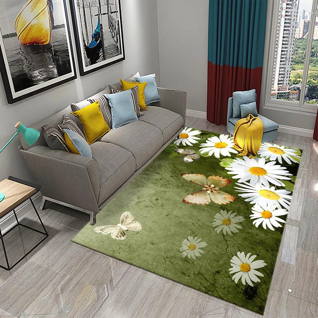 Little Daisy Flower Carpet Butterfly Flower Carpet Bathroom Anti-slip Rugs Living Room Bedroom Entrance Home Decor Mat Carpet