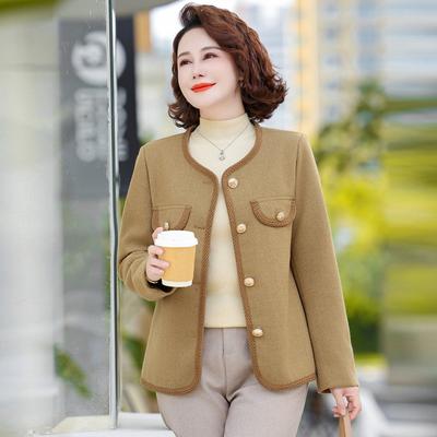 Neue Herbstjacke für mittelalte Mütter Modische große Größe Modisches Tweed-Oberteil für mittelalte und ältere Frauen Kleiner Duft