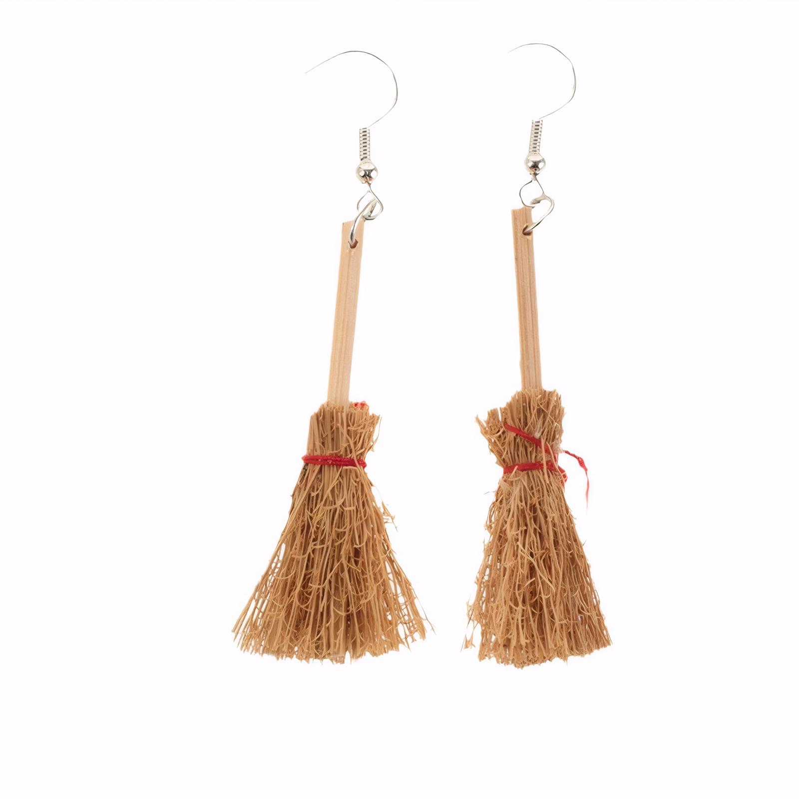 

Red Rope Pendant Earrings Witch Flying Little Witch Small Earrings One Size