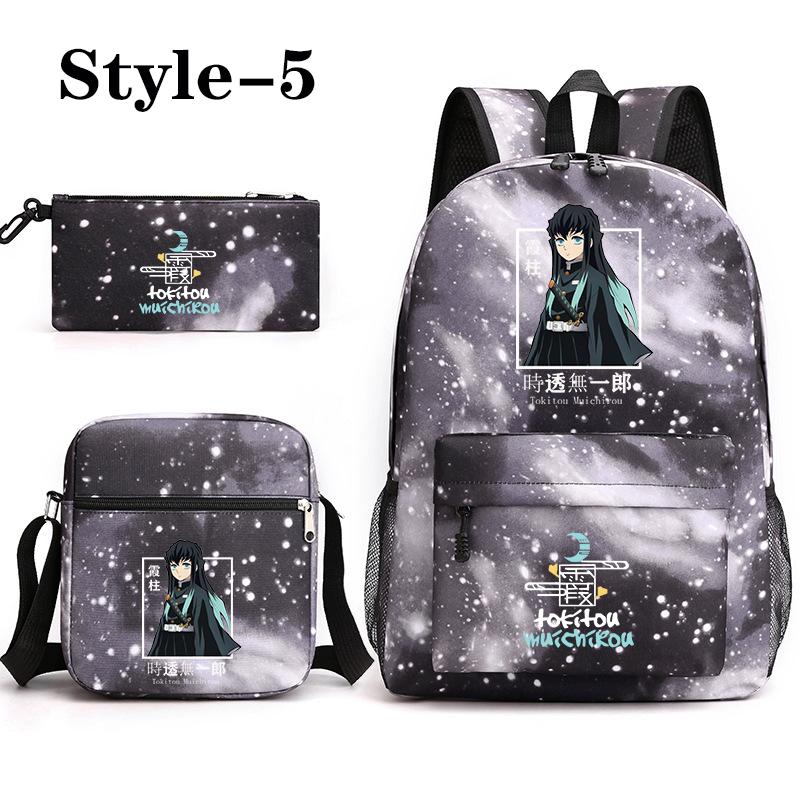 Anime Tokitou Muichirou Muster Rucksack Teenager Große Kapazität Anime Rucksack Umhängetasche Federmäppchen Schulrucksäcke