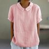 Solid Color Lapel Pullover Shirt Women Summer Short Sleeve Blouse Comfortable Casual Simple Style