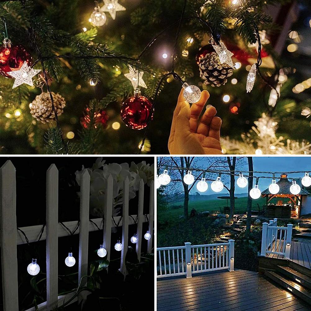 2 Pcs 50 LED 32FT Crystal Globe Solar String Lights Outdoor Waterproof Solar Lights with 8 Lighting