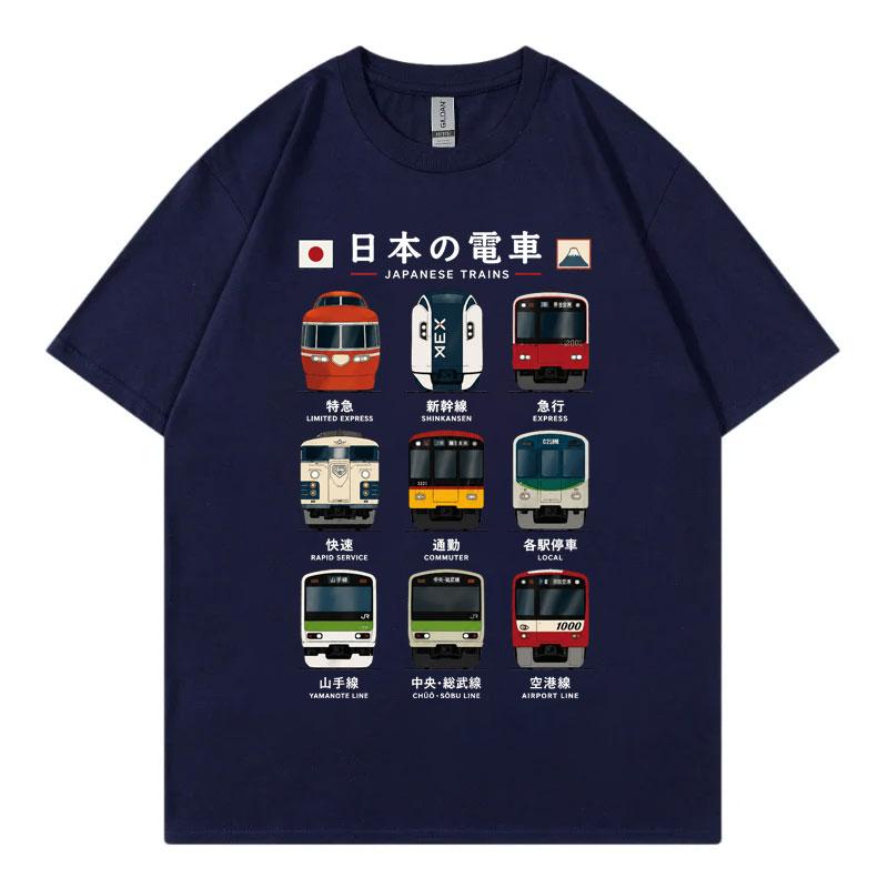 Japanese Tokyo Rail Graphic T Shirts Unisex Unisex Fashion Vintage Short Sleeve TShirts Summer Casual 100Cotton TShirt Streetwear