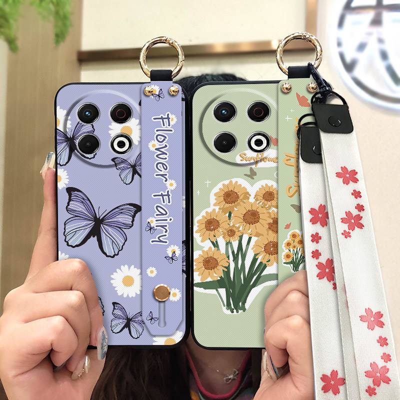 Phone Holder Fashion Design Phone Case For Tecno Spark30 Pro 4G/KL7 Wristband Soft Case Oil Painting Durable Back Cover