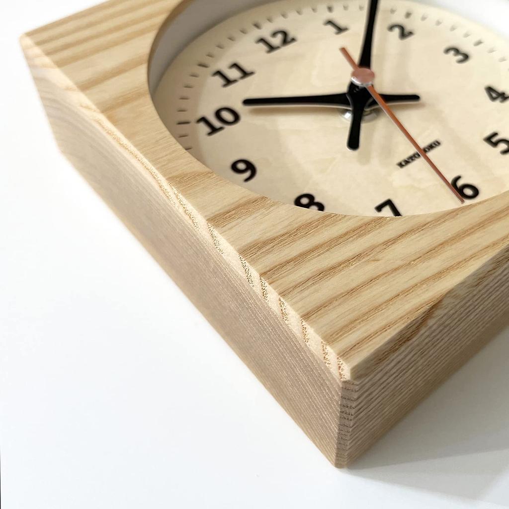 KATOMOKU Dual Use Clock 6 Natural km-131NARC Wall/Tabletop Use, Radio-Controlled Clock with Continuous Second Hand, 14cm