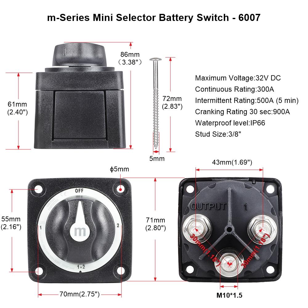3 4 Position Battery Mass Switch Dual Circuit Cut M-Series Marine Boat 32V 300A Heavy Duty Isolator Disconnect Rotary Switch