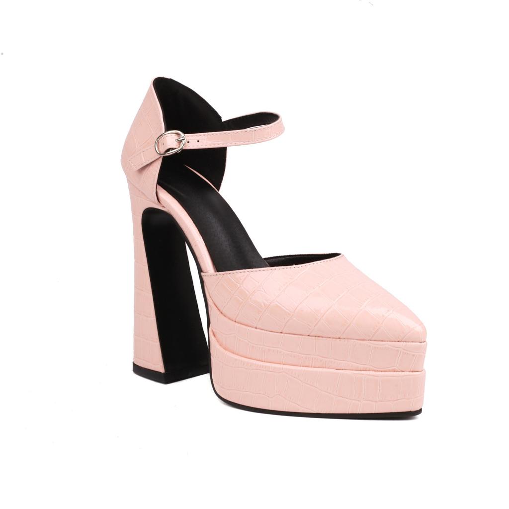 Buty Damskie na Co Dzień Super Wysoki Obcas Gruba Podeszwa Szpiczaste Grube Nowe Wodoodporny Blat Europejskie i Amerykańskie Duży Rozmiar Szpilki Modne Czarne