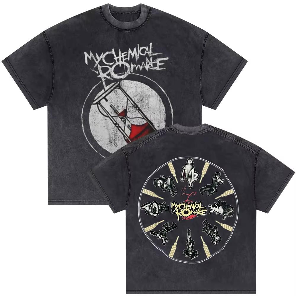 2026 Washed Vintage My Chemical Romance 2007 Tour T Shirt Men Women Parade Punk Emo Rock Band T-shirts Gothic Cotton Oversized T-shirts