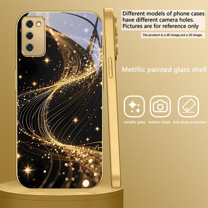 Noble Golden Curve For Samsung Galaxy S20 FE S21 S22 S23 Plus S24 Ultra 25Ultra S21+ S9+ S22Plus Golden glass phone case