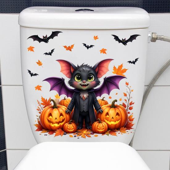 Halloween Toilet Decals Cute In Suit Cartoon Bat