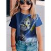 Youngsters' 3D Blue-Eyed Kitten Graphic T-Shirt | Unisex Polyester-Spandex Blend | Breathable