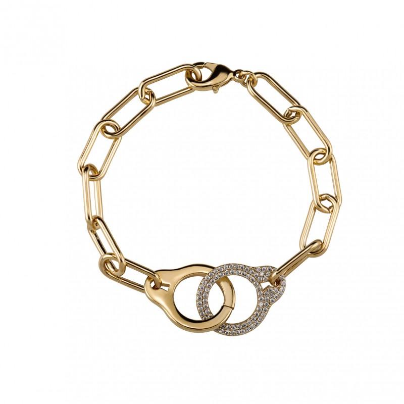 Unisex Hip Hop Punk Geometric Chain Bracelet Micro Pave Gold Plated Jewelry