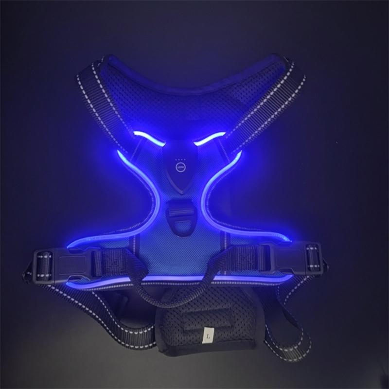 Mode Hunde Geschirr Leine Verstellbare Länge Haustier Brust Rücken LED Hunde Weste mit Robuster Schnalle für Haustier Outdoor Spaziergänge