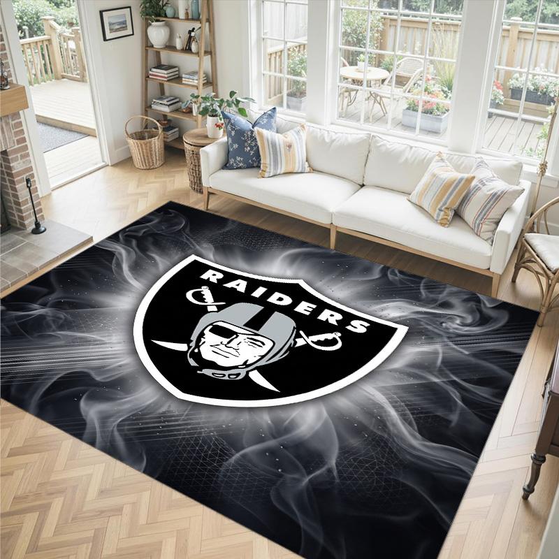 Las Vegas Raiders Design Crystal Velvet Carpet Cozy Non?Slip Printed Rug For Bedroom Living Room Entrance