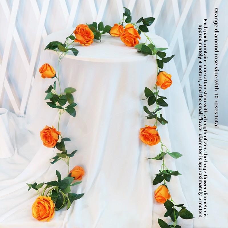 

Свадебные искусственные цветы, Розы, Искусственные цветы из ротанга, Прикроватные цветы, Настенные украшения, Предметы домашнего свадебного декора, Лианы Ten diamonds оранжевый
