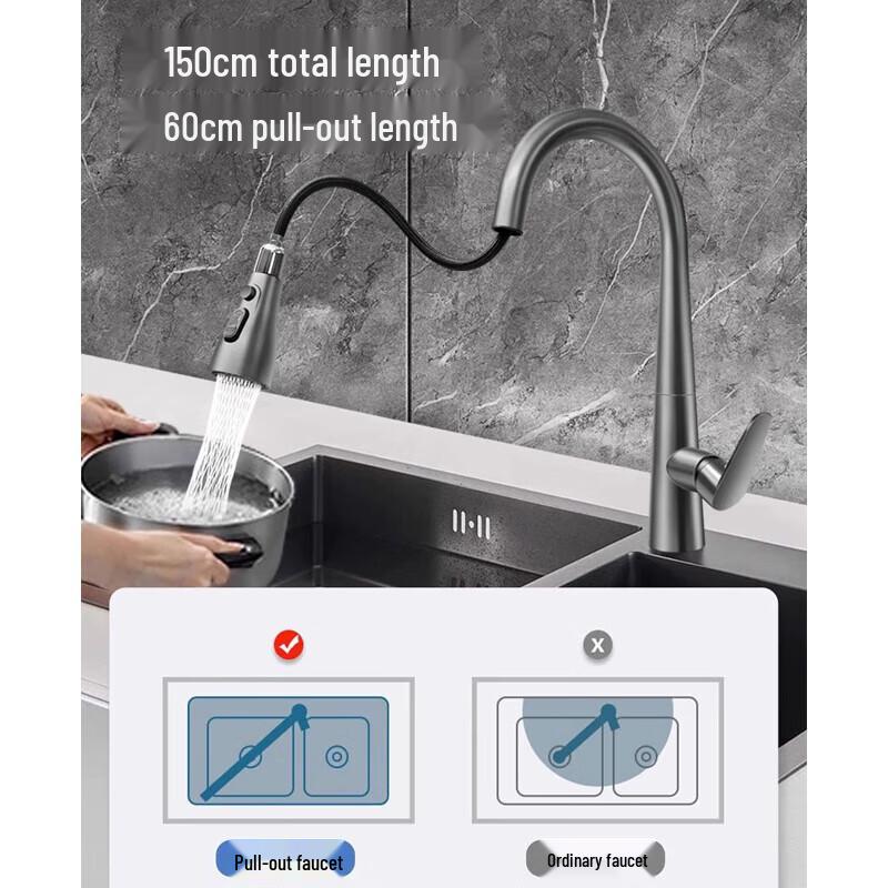 Lindong Luxury Black Pull-Out Kitchen Faucet