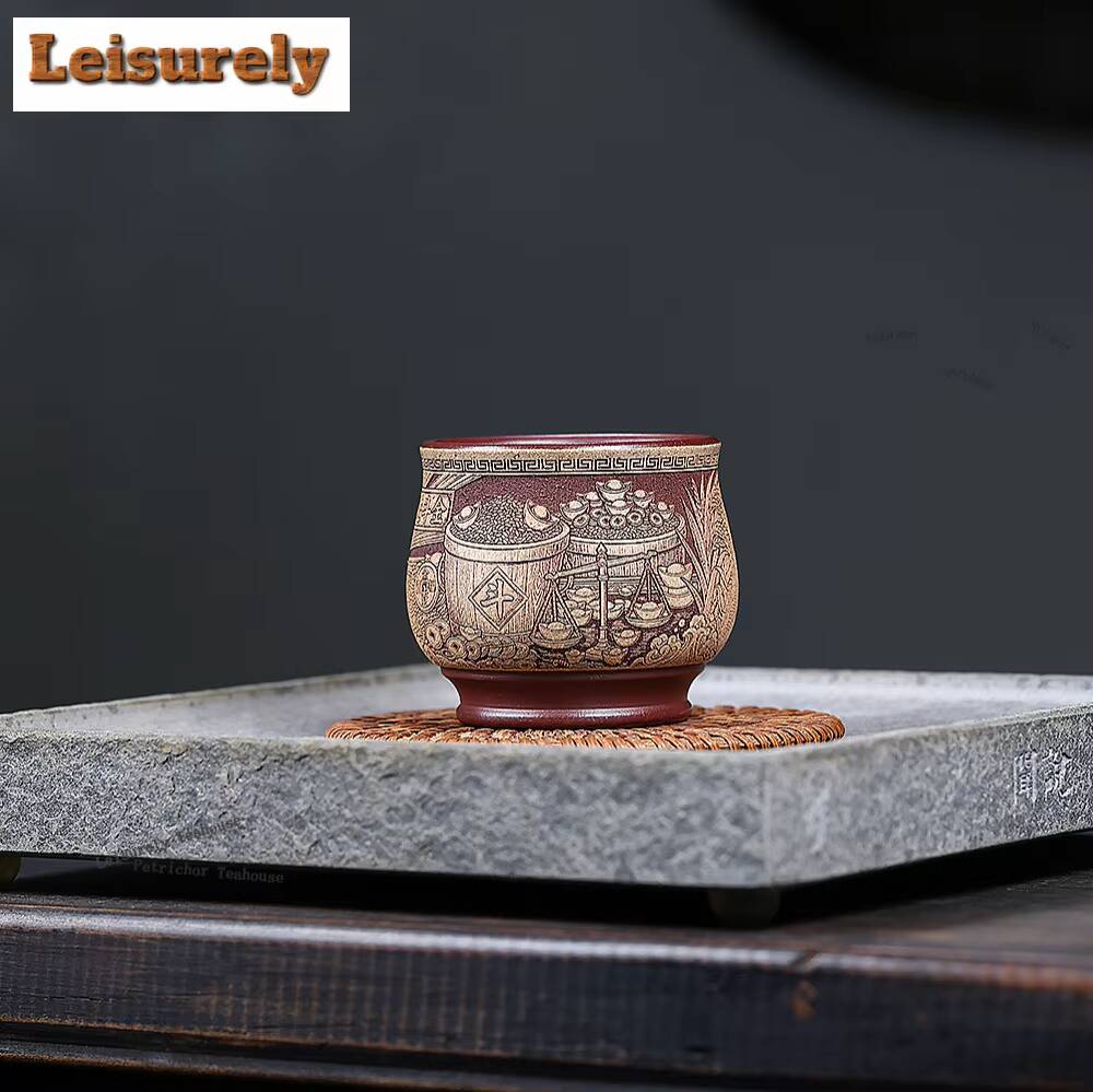 111ml Yixing Purple Sand Teacup Aesthetic Tea Bowl Single Cups Tea-tasting Smelling Cup Chazhan Master Cups Tea Items Collection