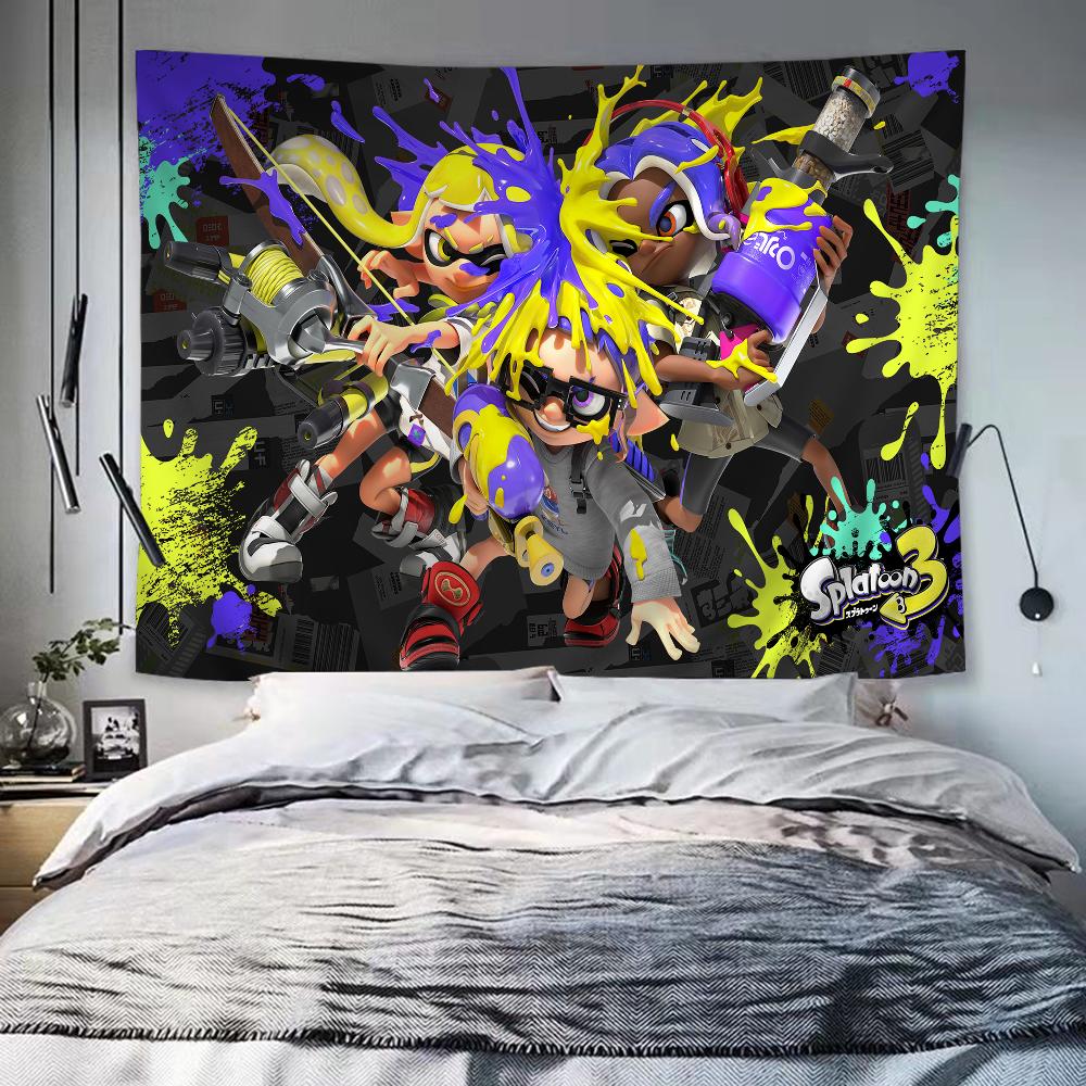 Splatoon Game Tapestry Floor Mat NonSlip Laundry Room Mat Laundry Decor Balcony Child Living Room Household Carpets
