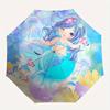 Mermaid,Dolphin Themed Automatic Folding Umbrella  8 Ribs Durable Iron Frame, Vibrant Color Design, Compact Travel Umbrella for Beach, Outdo
