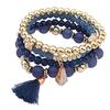 4Pcs/Set Women Ethnic Multilayer Resin Beads Tassels Cuff Bracelets Fashion Jewelry