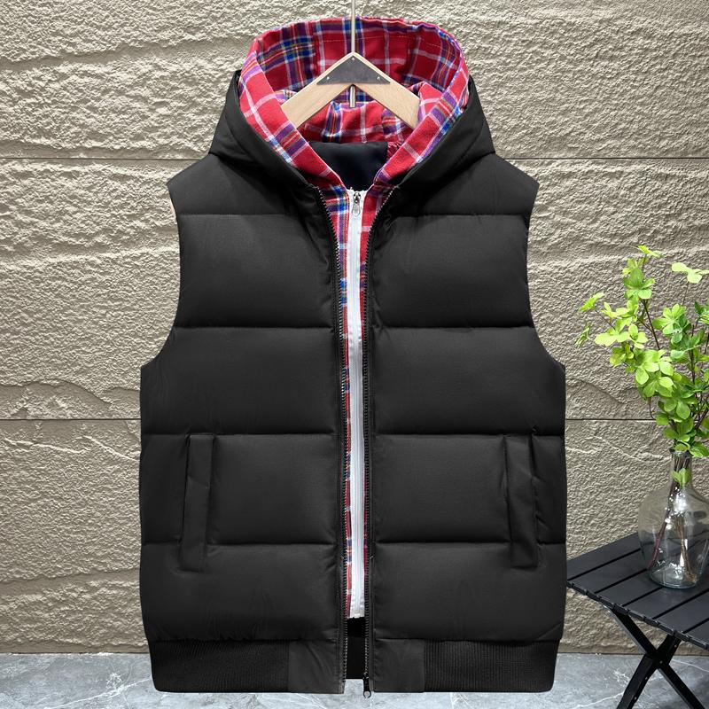 Fashion Fake Two Pieces Warm Vest for Man Winter Sleeveless Jackets Hooded Plus Size Thick Man Coat