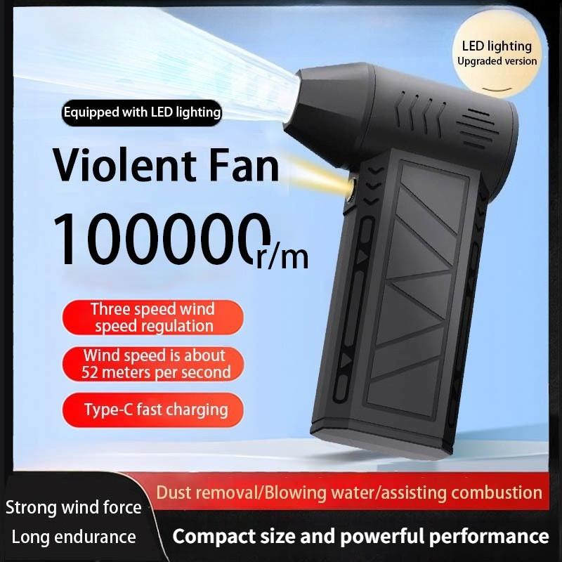 

130000 об/мин Бесщеточный Электрический Мощный Вентилятор Портативный Пылесборник 52 м/с Для Кемпинга на Открытом Воздухе Уборки Ручной Мини-Воздуходув 100000R/M with lights