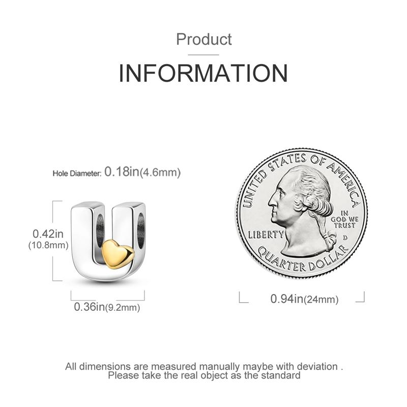 Charms Originale Heart English Alphabet Series Bead Fits Bracelets Necklace Women Charm Copper Luxury Diy Jewelry Gifts