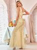 Ever-Pretty Women's Classic Double V-Neck Sequin Fishtail Maxi Dresses Evening Gowns
