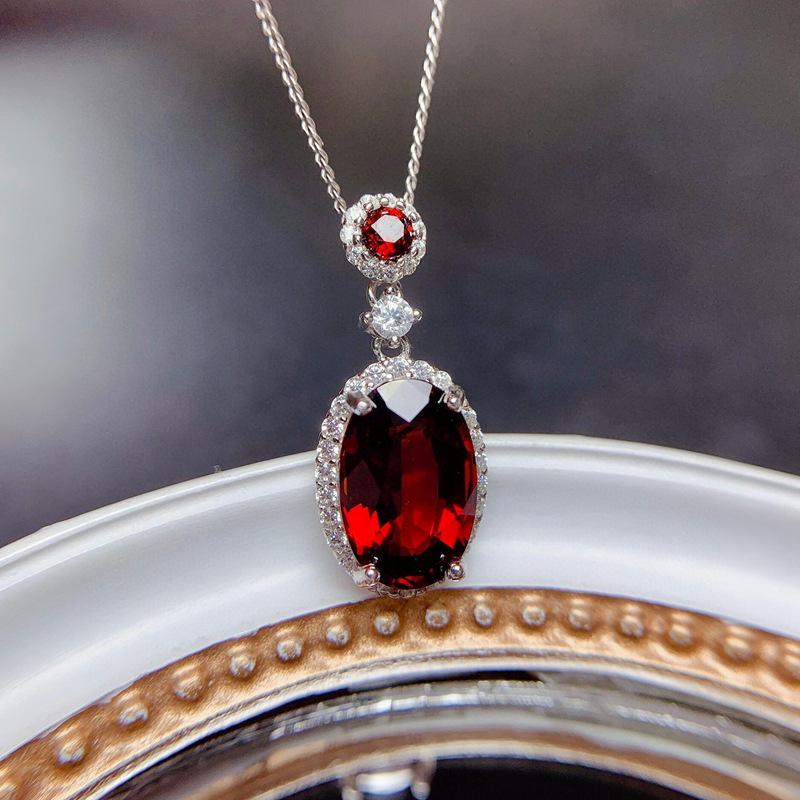 Luxury Simulated Ruby & Diamond Pendant Necklace - Trendy Clavicle Chain for Women