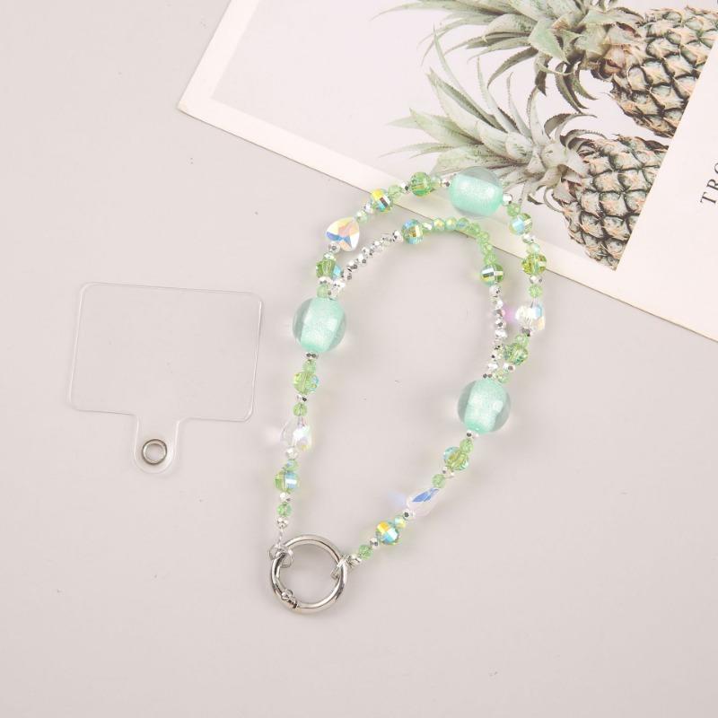 Luxury Style Cartoon Crystal Bead Phone Chain Colorful String Phone Lanyard Bag Chain Wholesale