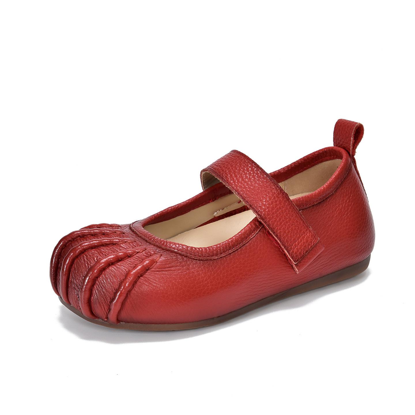 

Johnature Genuine Leather Soft Soled Shallow Mouth Flats Comfortable Round Toe Women s Shoes 35 красный