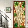 1pcs Porch Beach Scenery Shell Vinyl Door Sticker For Bedroom Home Decor Self Adhesive Removable Wall Decal Door Renovation Waterproof Poster