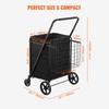 Folding Shopping Cart with Removable Waterproof Liner, 330LBS Large Capacity Jumbo Grocery Cart with Dual Basket, 360° Swivel Wheels, Dense Metal Mesh