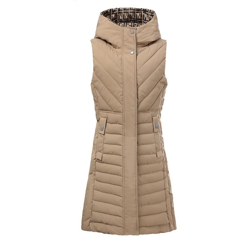Vest Women's Autumn and Winter Long Thickened Down Cotton Large Size Vest Loose Lacquered Vest Jacket Cotton Coat